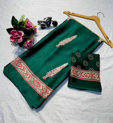 NavinyaVastra Printed Bollywood Silk Blend Saree(Green)