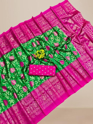 Kanooda Prints Printed, Woven Mysore Art Silk Saree(Multicolor)
