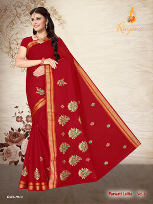 RANJANA CREATION Self Design Daily Wear Pure Cotton Saree(Red)