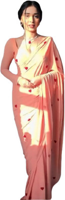 JATADHAR FAB Floral Print Ready to Wear Georgette Saree(Orange)