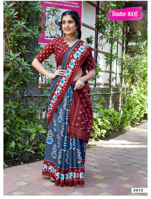 JASU CREATION Printed Handloom Pure Cotton Saree(Grey)