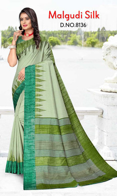 SGM Printed Assam Silk Art Silk Saree(Multicolor)