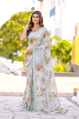 INDRAPOOJA CREATION Printed Bollywood Georgette Saree(Light Green)
