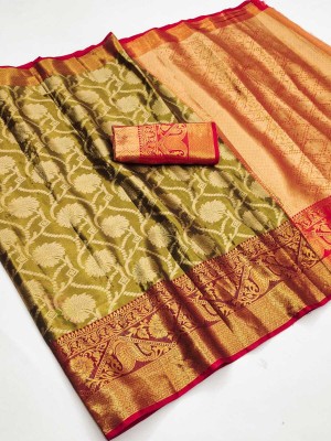 Gajal Woven Kanjivaram Art Silk, Pure Silk Saree(Black)