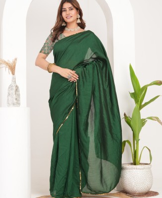 PinkEVE Printed Bollywood Chiffon Saree(Green)