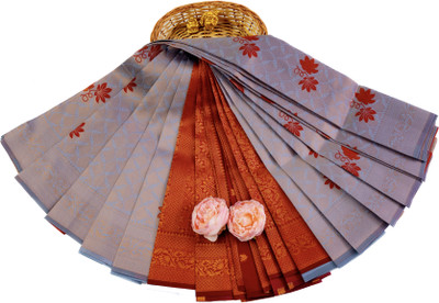 ITHAZHYAZ Floral Print Saree with Attached Blouse Pure Cotton Saree(Multicolor)