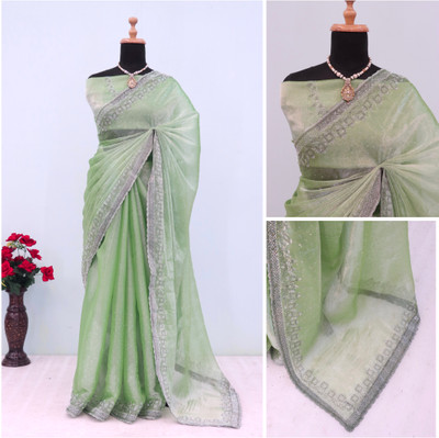 VarniRaaj Fashion Embellished Bollywood Jimmy choo Saree(Light Green)