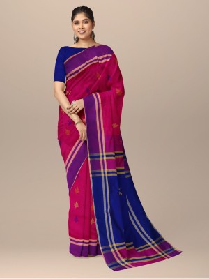 Sarika Woven Handloom Cotton Blend Saree(Multicolor)