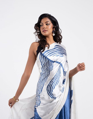 STAVA CREATION Printed Bollywood Pure Silk Saree(Blue)