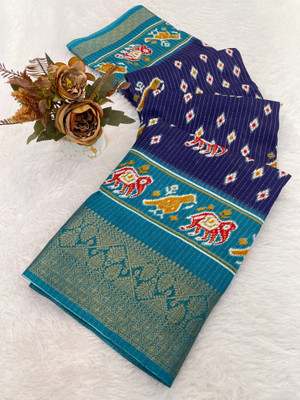 Julee Printed Bollywood Silk Blend Saree(Multicolor)