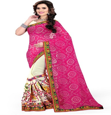 Arriva Fab Embroidered Bollywood Georgette Saree(Pink, Beige)