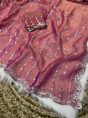 bhavika silk mills Embroidered Bollywood Georgette Saree(Pink)