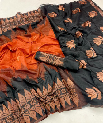 KM CREATION Self Design Banarasi Art Silk Saree(Black)
