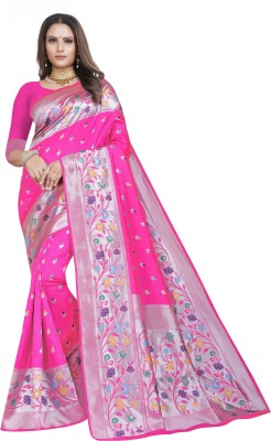 mangroliya nx Self Design Banarasi Silk Blend, Art Silk Saree(Pink)