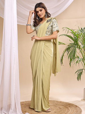 Dream Clouds Embellished Bollywood Lycra Saree(Green)