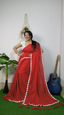 UR Affection Self Design Handloom Pure Cotton Saree(Red)