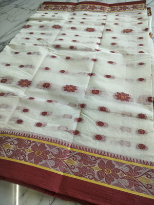 Bikash Dutta Fashion Self Design Tant Pure Cotton Saree(Blue)