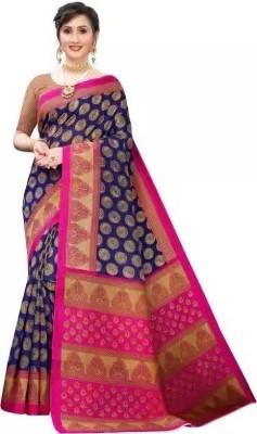 Silkbazar Printed Bollywood Art Silk Saree(Dark Blue)