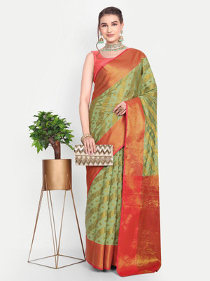 jayant creation Self Design, Woven Banarasi Silk Blend, Jacquard Saree(Light Green)