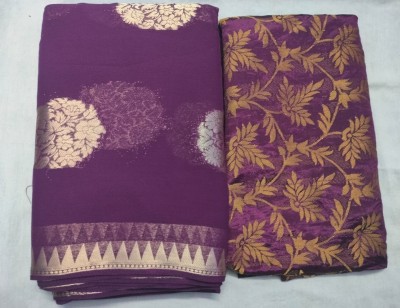 Durga Emporio Woven Handloom Georgette Saree(Purple)