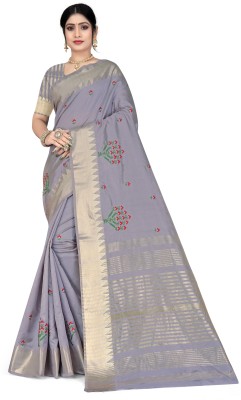 SERONA FABRICS Self Design, Printed, Woven, Embroidered Assam Silk Cotton Silk, Jacquard Saree(Grey)