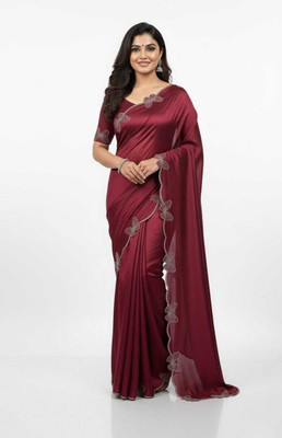 Vaishnavi sarees Embellished Banarasi Tussar Silk Saree(Maroon)