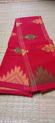 BiswasTextiles Self Design Tant Pure Cotton Saree(Red)