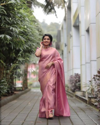 Edith Woven Kanjivaram Jacquard Saree(Pink)