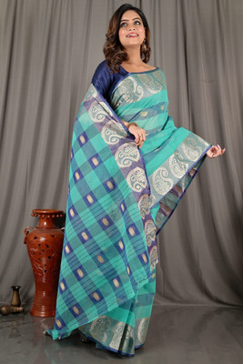 CommonHouseee Self Design Tant Pure Cotton Saree(Multicolor)