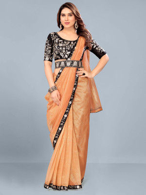 ANOKHI STYLE Embroidered Bollywood Net Saree(Orange)