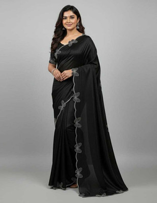 Vaishnavi sarees Embellished Banarasi Tussar Silk Saree(Black)