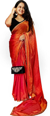 SnehaFashion Creation Solid/Plain Bollywood Georgette Saree(Orange)