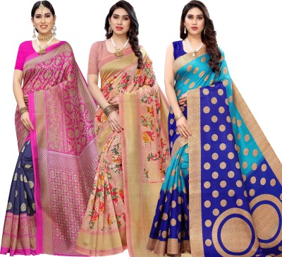 YASHIKA Printed Bollywood Art Silk Saree(Pack of 3, Multicolor)