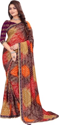 SHREE KRISHNA FASHION PVT LTD Woven Bandhani Georgette Saree(Red)