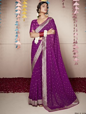 Divastri Printed Bollywood Georgette Saree(Purple)