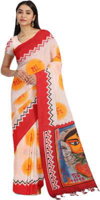 Rnn Saree Printed Handloom Pure Cotton Saree(Multicolor)