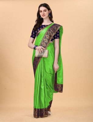 woclo enterprise Self Design, Solid/Plain Bollywood Art Silk Saree(Light Green)