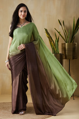 Rachna Ombre Bollywood Satin Saree(Green)