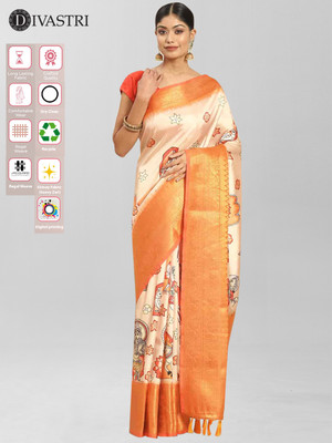 Divastri Printed Bollywood Art Silk Saree(Orange)
