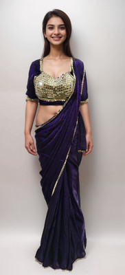 NANCY DESIGNER Solid/Plain Bollywood Pure Silk Saree(Purple)