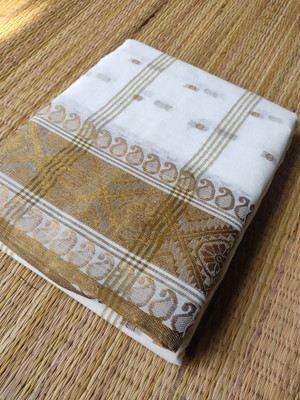 Abarani Woven Tant Pure Cotton Saree(White)