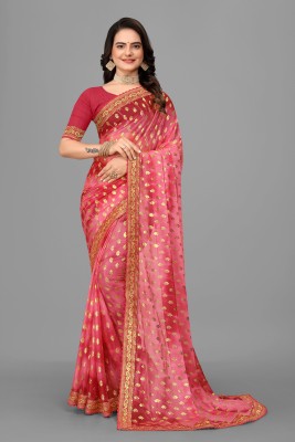 Sonali Fashion Embellished Bollywood Lycra Blend Saree(Pink)