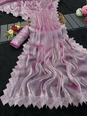 JENNYFEB Printed Bollywood Art Silk Saree(Purple)