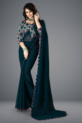 Karyavar Self Design Bollywood Georgette Saree(Dark Green)