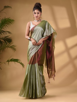 arhi Woven Handloom Tissue Saree(Green)