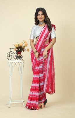 GAVUBAA Floral Print Bollywood Georgette Saree(Magenta)