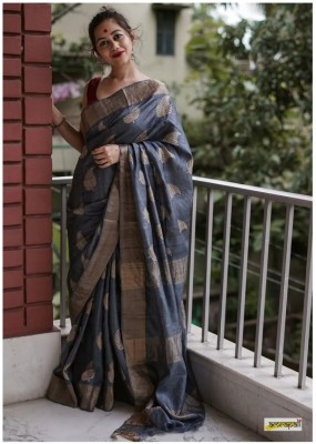 VADTALWALA Self Design, Woven Jamdani Cotton Linen Saree(Grey)