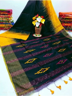 Shyamali Boutique Printed Handloom Cotton Blend Saree(Multicolor)