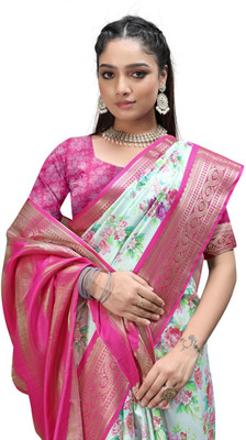 PremVastra Digital Print Kalamkari Crepe Saree(Pink)