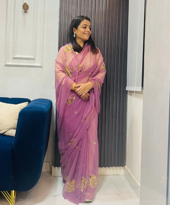 Aruniti Embroidered Bollywood Georgette Saree(Purple)